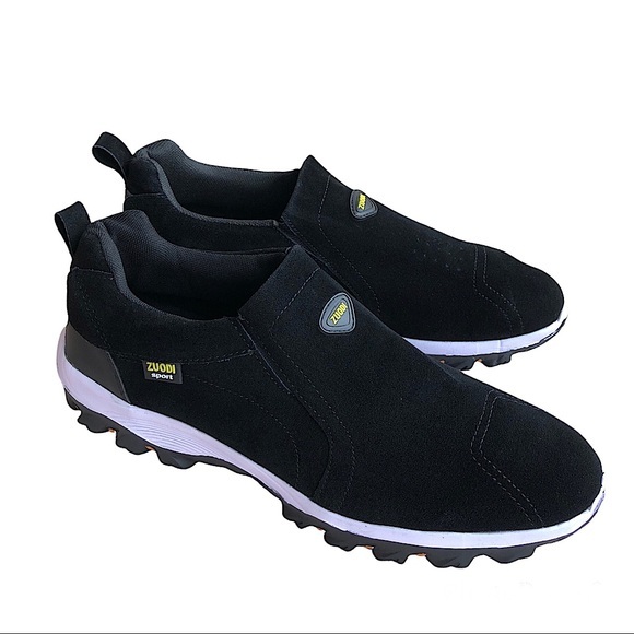 ZUODI Casual Loafers Breathable Flock Light Weight Slip On Black Shoes 12 - Picture 1 of 16